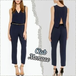 Club Monaco, NWOT, Lilias Jumpsuit, Eclipse Navy, Crossover Open Back, Size 2